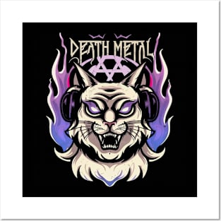 Death Metal Satanic Baphomet Cat Posters and Art